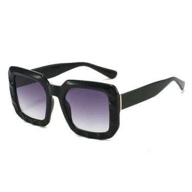 Imagem de Óculos de sol femininos retrô com gradiente, design de contraste de cores, clássico, simples e casual, masculino, UV400 (preto e cinza)