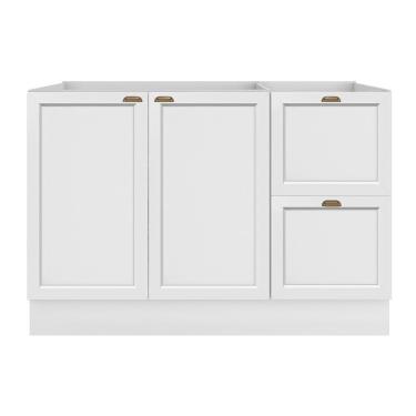 Imagem de Balcão De Cozinha Unna 2 Portas E 2 Gavetas 120cm Branco Sem Tampo - Poliman Móveis Branco