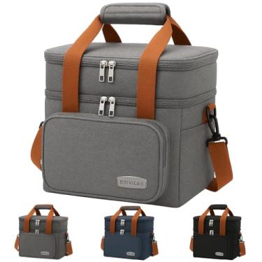 Imagem de Bolsa Térmica Marmiteira 2 Andares Grande Impermeável Alça de Ombro Ajustável Ideal para Trabalho Academia e Viagem (Cinza)