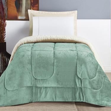Imagem de Coberdrom Casa Scarpa Apollo Solteiro Sherpa Manta Flannel Toque Lã De Carneiro - Verde Alecrim