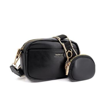 Imagem de Andiker Bolsa transversal pequena para mulheres, bolsa transversal quadrada com alça larga ajustável, mini bolsa de moedas removível, Preto, Moderno