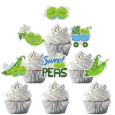 Imagem de LECAKTO 18 Pieces Two Peas in a Pod Cupcake Toppers - Double The Fun Twins Boy Cupcake Picks - Blue Twins Baby Shower Gender Reveal Party Decorations