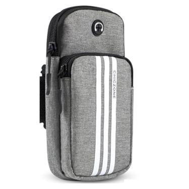 Imagem de Suporte de telefone para corrida bolsa de celular braçadeira esportes ao ar livre braço bolsa de pulso portátil fitness braço bolsas com fone de ouvido