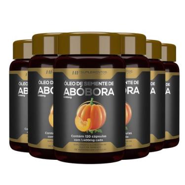 Imagem de 6x óleo de semente de abobora 1400mg 120caps hf suplementos