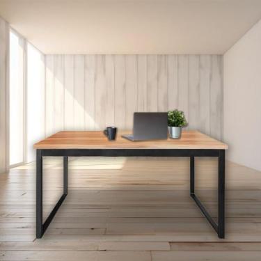 Imagem de Mesa de Escritório Tampo Grosso Resistente Mdf e Ferro 1,50m Canela/pr