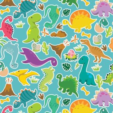 Imagem de Papel Presente Bobina Couchê 60CM Dinossauros 100M - Gessele