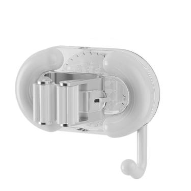 Imagem de Suporte de esfregão e vassoura de parede tipo sucção, gancho de parede, material plástico, fácil de instalar, sem perfuração, rack de armazenamento (branco leitoso)