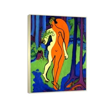 Imagem de Ludwig Kirchner (laranja e amarelo) famosa reprodução de arte de parede - impressões abstratas em tela - imagens de arte de parede para decoração de sala de estar (70 x 98 cm (27,6 x 38,5 pol