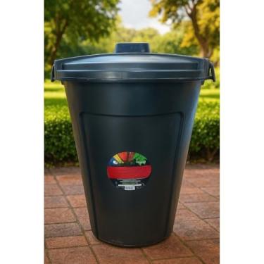 Imagem de Lixeira Cesto 60 Litros Multiuso Tampa e Trava Higiênica Prédio Escola Edifícios Coleta Seletiva (T/Click)