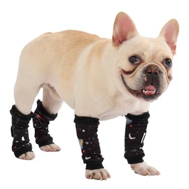 Imagem de PetWarm Conjunto de 4 peças de manga de recuperação para cães, alternativas de cone de cachorro, manga para perna traseira de cães, suprimentos para animais de estimação, ajuste de compressão de