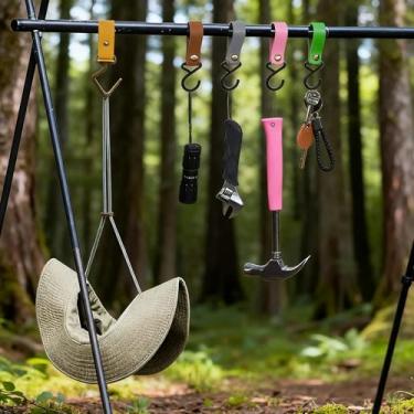 Imagem de Ganchos em S de couro, 4 peças de metal em forma de S para pendurar, casaco de toalha de banheiro de cozinha, verde