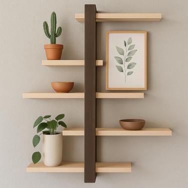 Imagem de Prateleira Nicho C/5 Andar Rack Decorativa Madeira Maciça Plantas Sala, Quartos e Quintal e Plantas (Mista 5 Andar)