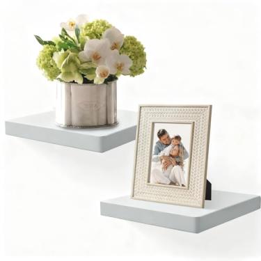 Imagem de FURAOMEILI Prateleiras flutuantes para parede, conjunto de 2 prateleiras quadradas de madeira maciça de 20 cm, pequena prateleira decorativa de parede para banheiro, quarto, sala de estar e cozinha
