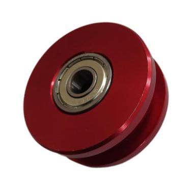 Imagem de Vaveren Acessório da roda da polia do rolamento de fitness 10 mm Diâmetro interno Instalar o exercício de exercício de desgaste parte universal resistente ao, Vermelho