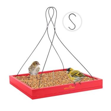 Imagem de Alimentador de pássaros MIXXIDEA Bandeja suspensa de madeira 33x33x36 