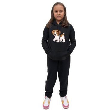 Imagem de Conjunto de Moletom Menina Infantil Estampa de Cachorro Com Calça Confortavel Para Passeio