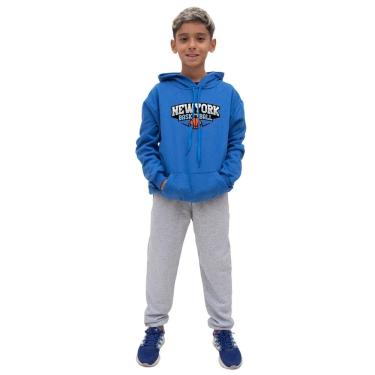 Imagem de Conjunto Moletom Infantil Canguru Estampa New York Basketball Com Calça Estiloso Quentinho