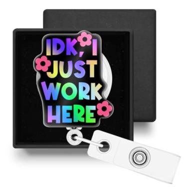 Imagem de Carretel de crachá retrátil engraçado com clipe jacaré, porta-crachá retrátil com clipe jacaré, presentes para enfermeira, professora, trabalhadora de escritório médico, médico, IDK