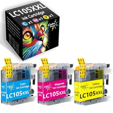 Imagem de ColorPrint Cartucho de tinta de substituição compatível LC105 para Brother LC105CL XXL LC105XXL LC105C LC105M LC105Y para MFC-J4310DW MFC-J4410DW MFC-J4510DW 4610DW J4710DW Impressora a laser (pacote