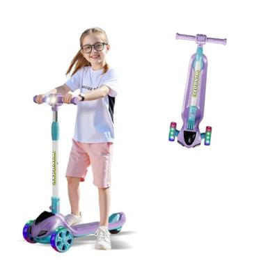 Imagem de Winhope Patinete para crianças, scooters de 3 rodas, 4 alturas ajustáveis para meninos e meninas de 3 a 8 anos, scooter infantil inclinada para dirigir (roxa)