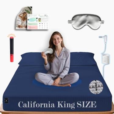 Imagem de Ali King Lençóis de aterramento – California King Size, algodão macio com fibra prateada, 38 cm com bolso profundo e aterramento terrestre para melhorar o sono (azul-marinho, California King 182 x 213
