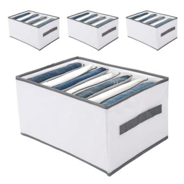 Imagem de Chewtoyo Camisetas jeans meias saias, camisas, organizadores de roupas de guarda-roupa, grande capacidade de 18L, organizadores de armário de 7 grades, 4 organizadores de roupas de gaveta