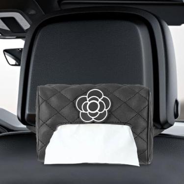 Imagem de DUSCOKE Porta-lenços de papel para carro grande para 120 lenços padrão – capa de caixa de armazenamento de papel de guardanapo de couro PU, suporte retangular de guardanapo, organizador de lenços para