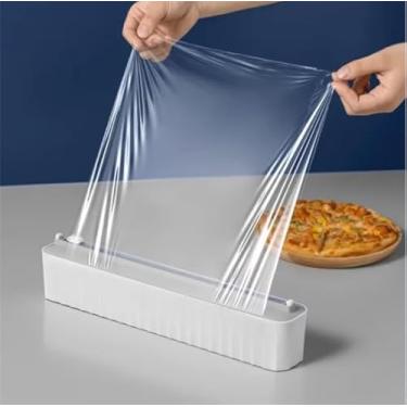 Imagem de Dispensador Sela Suporte Filme Proteção Cortador Conserva Alimentos Plástico Papel Alumínio Parede