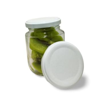 Imagem de Pote Vidro Pequeno, Kit Potes de Vidros 240ml Belem para Geleias Doces Conservas Tampas Metálicas Lacres(12,Branco)