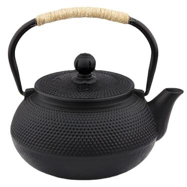 Imagem de LUMINFLY Bule de chá japonês Tetsubin de 600 ml, ferro fundido com infusor, chaleira preta com cabo de corda resistente ao calor