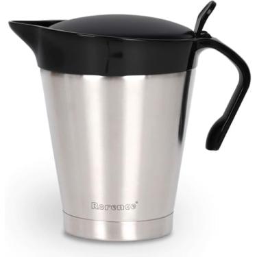 Imagem de Jarra de molho de molho de barco com isolamento duplo de aço inoxidável da Rorence com tampa articulada para jantar de Ação de Graças – 946 ml