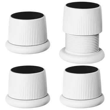 Imagem de Elevadores ajustáveis para cama e móveis de 4 peças, altura de 1,57 a 2,48, almofadas antiderrapantes, design de parafuso branco para mesas e mais