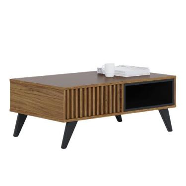 Imagem de Mesa De Centro Para Sala De Estar 01 Nicho Delta C04 Preto Fosco Noce 
