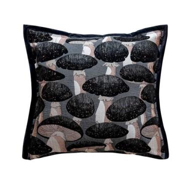 Imagem de Capa de almofada decorativa de algodão com estampa de cogumelos - yiwe