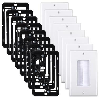 Imagem de Pacote com 8 placas de parede de escova com suporte de montagem de baixa tensão, inserção de cabo para fios, alça de acesso de cabo de grupo único, passagem de cabo de placa de parede, tomada de