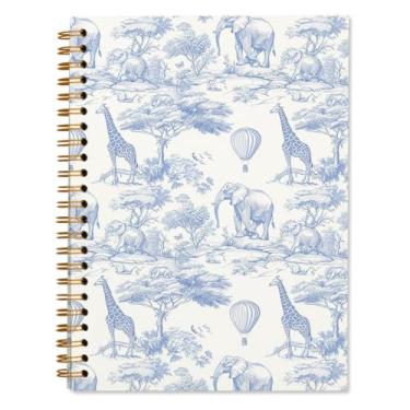 Imagem de WXHUM Blue Chinoiserie Safari Caderno Diário, Livro de Visitas para Chá de Bebê, Material Escolar de Escritório, Cadernos Forrados em Espiral, Presentes para Mulheres Meninas Mãe, 14 x 21 cm