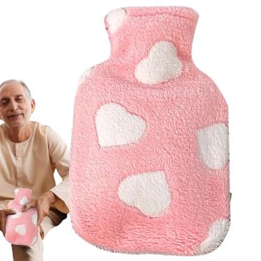 Imagem de Shakven Garrafa de água quente de inverno, garrafa de água quente com tampa, Bolsa de água quente com capa de coração de pelúcia, Garrafa de água quente de pelúcia de 1L, garrafa de água quente para