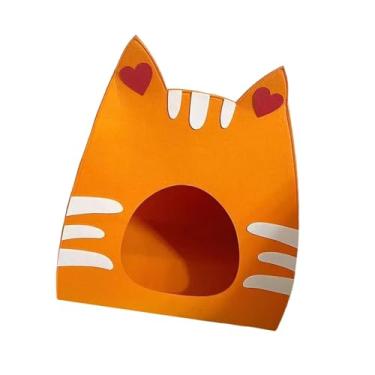 Imagem de Generic Casinha de feltro para arranhar gatos, toca dobrável para gatinhos, fácil acesso, 40 cm x 28 cm x 46, Laranja