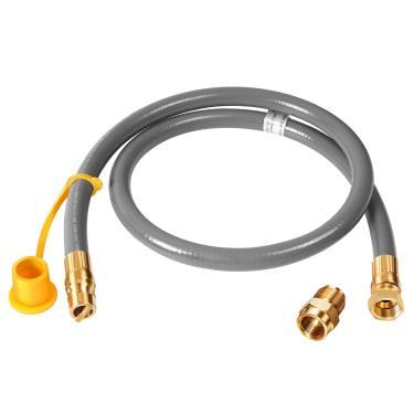 Imagem de GasSaf Mangueira de churrasqueira a gás natural de 1,27 m ID de 1,2 m com encaixe de conexão rápida, kit de conversão de gás natural adequado para churrasqueira a gás, gerador, aquecedor de pátio e