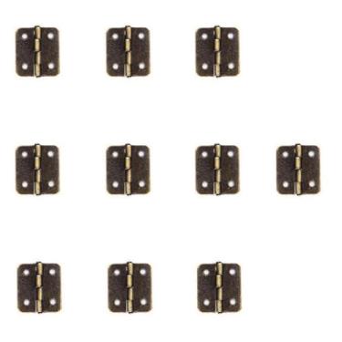 Imagem de Dobradiças de metal dobradiças de porta retrô dobradiça com parafusos dobradiças para móveis ferramentas de artesanato DIY (Bronze-18 x 16 mm)