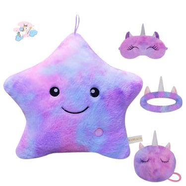 Imagem de KAHEAUM Throw Pillows for Bedroom Couch Living Room Decor Home Bed Sofa Chair Birthday Holiday, Custom Soft Decorative Star Pillow Cover, Cute Purple Colorful Throw Pillow Inserts Sets