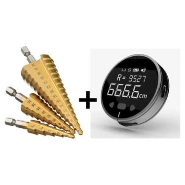 Imagem de 3 Brocas Escalonada 12Mm/20Mm/32Mm + Fita Métrica Eletrônica - S.G Sty