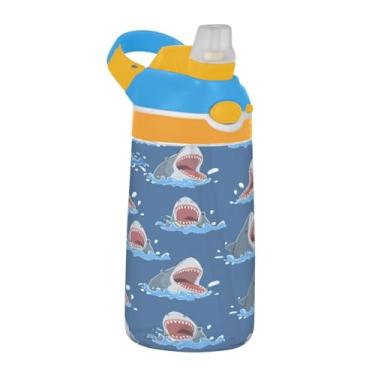 Imagem de Blueangle Garrafa de água Shark Splash de 473 ml, reutilizável Tritan Sports & Travel com design de canudo e tampa de bico pop-up (15)