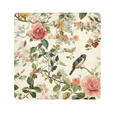 Imagem de SEHANY Saco de maquiagem de pano autoadesivo colorido flores primavera pássaro mágico protetor portátil para lente de câmera envoltório cosmético, bolsa de maquiagem aberta para mulheres, itens