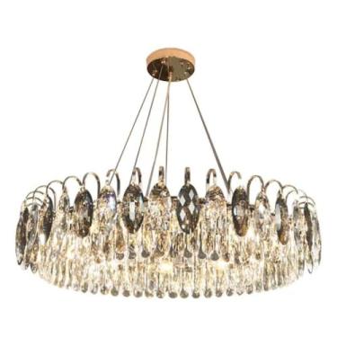 Imagem de Luminária pendente de cristal pós-moderna de luxo - Iluminação principal simples e elegante para sala de estar | Zhongshan Home Decoration, adequada para quarto e sala de jantar (80 cm)