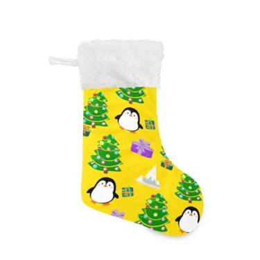 Imagem de GakkiGii Meia grande de Natal para árvore de Natal e pinguins, decoração de Natal suspensa para parede de árvore de lareira, 45 x 31 cm