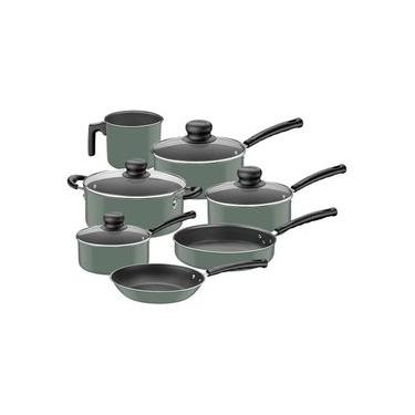 Imagem de Jogo de Panelas Tramontina Versalhes AA Peças Antiaderente Starflon Tampas de Vidro Verde