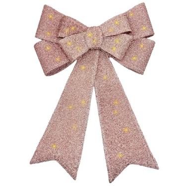 Imagem de Relsy Arco de Natal pré-iluminado ouro rosa, intermitente, regulável e opções de temporizador e controle remoto - Grande 55 cm Rosa Natal Porta Arco/Árvore Topper Porta Guirlanda Alternativa