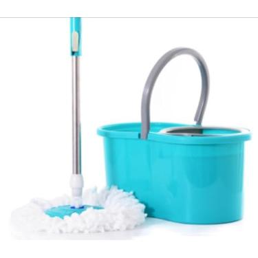 Imagem de Mop Magic POP Giratório com Balde, Esfregão com Alça e Roda, 1 Refil Incluído, Turquesa