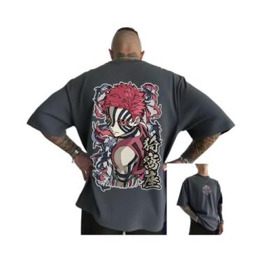 Imagem de Camiseta Oversized Masculina Akaza Demon Slayer Anime Em Algodão Manga